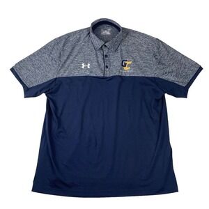 Under Armour Shirt Mens Large Polo Blue Gray‎ Heat Gear Gulf Coast Basketball